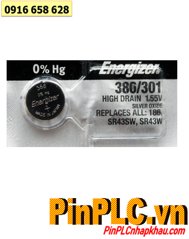 Energizer SR43SW _Pin 386; Pin đồng hồ 1.55v Silver Oxide Energizer SR43SW,386/301 chính hãng 